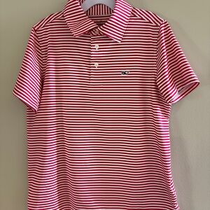 Vineyard Vines Boys Red & White Striped Polo Shirt